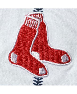 Newborn Boys and Girls White, Navy Boston Red Sox Power Hitter Short Sleeve Bodysuit