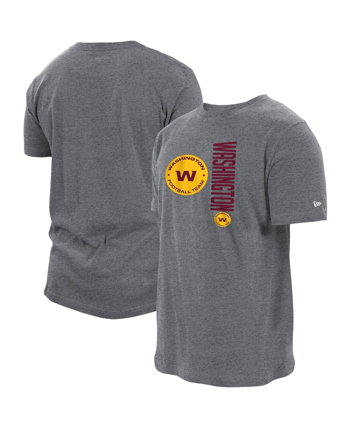 NEW ERA MEN'S NEW ERA HEATHERED GRAY WASHINGTON FOOTBALL TEAM SPLIT LOGO 2-HIT T-SHIRT 