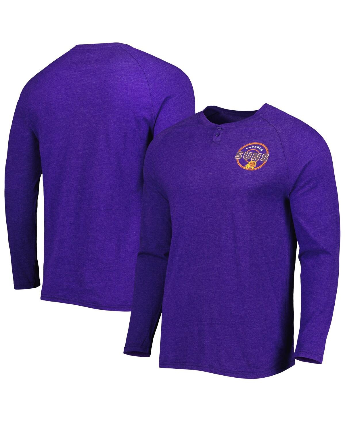 Men's Concepts Sport Heathered Purple Phoenix Suns Left Chest Henley Raglan Long Sleeve T-shirt - Heathered Purple