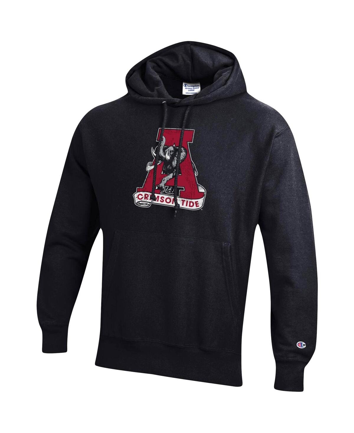 Shop Champion Men's  Black Alabama Crimson Tide Vault Logo Reverse Weave Pullover Hoodie