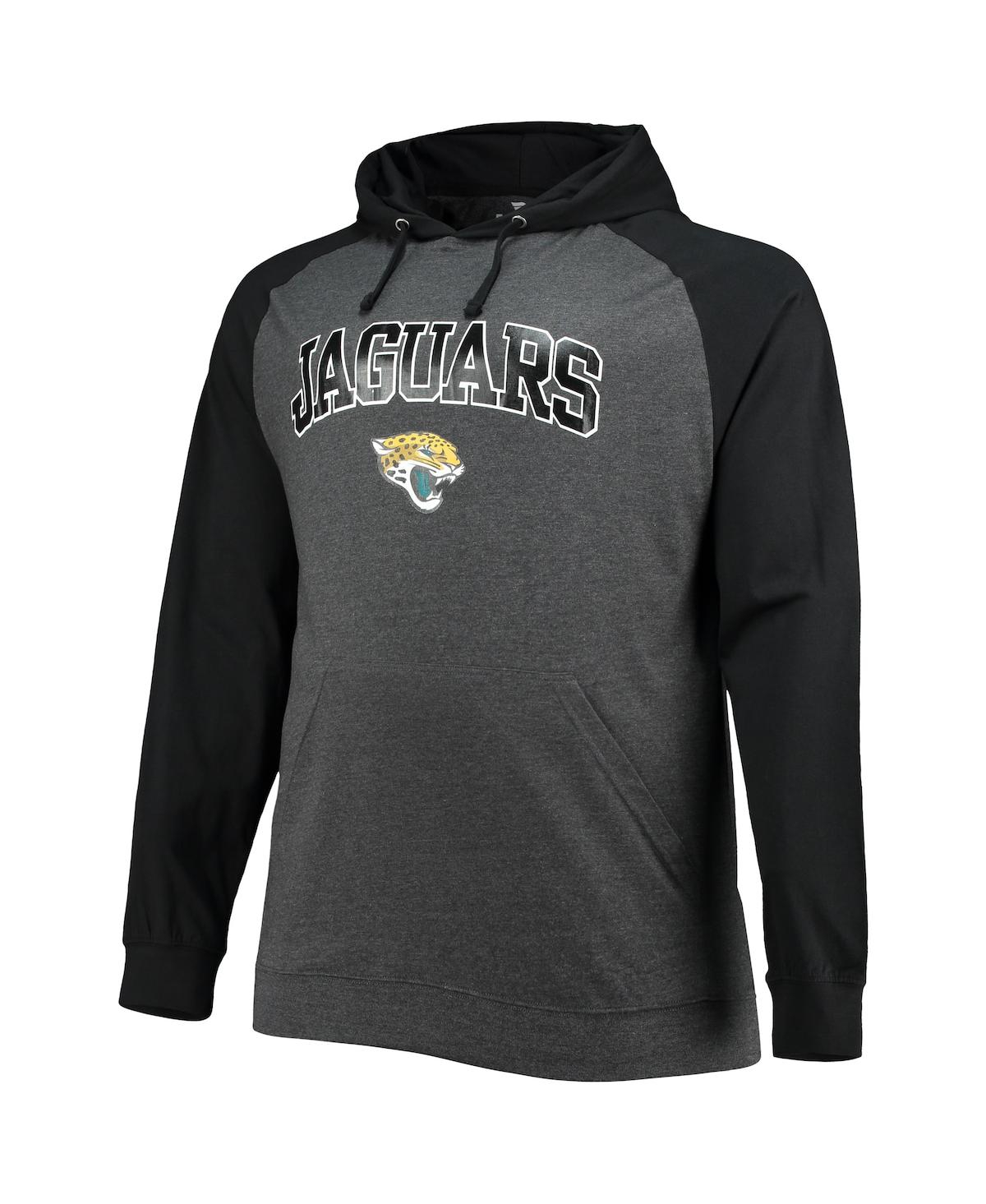 Men's Fanatics Heathered Charcoal Jacksonville Jaguars Big and Tall Lightweight Raglan Pullover Hoodie - Heathered Charcoal