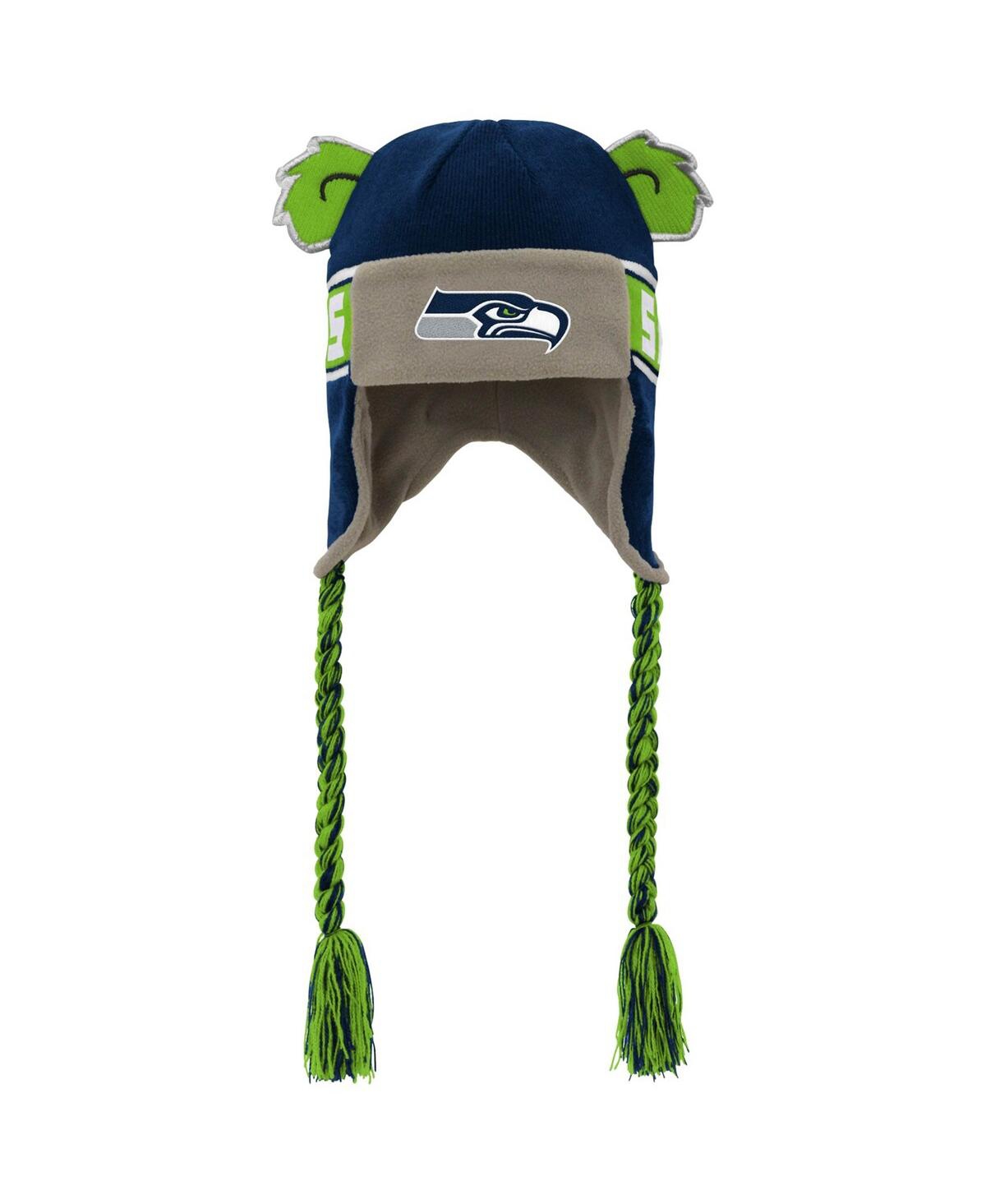 Little Boys and Girls CollegeSeattle Seahawks Wordmark Ears Trooper Knit Hat - Navy