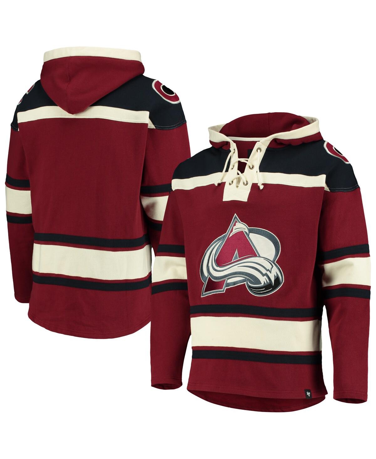 Men's '47 BrandColorado Avalanche Superior Lacer Pullover Hoodie - Burgundy