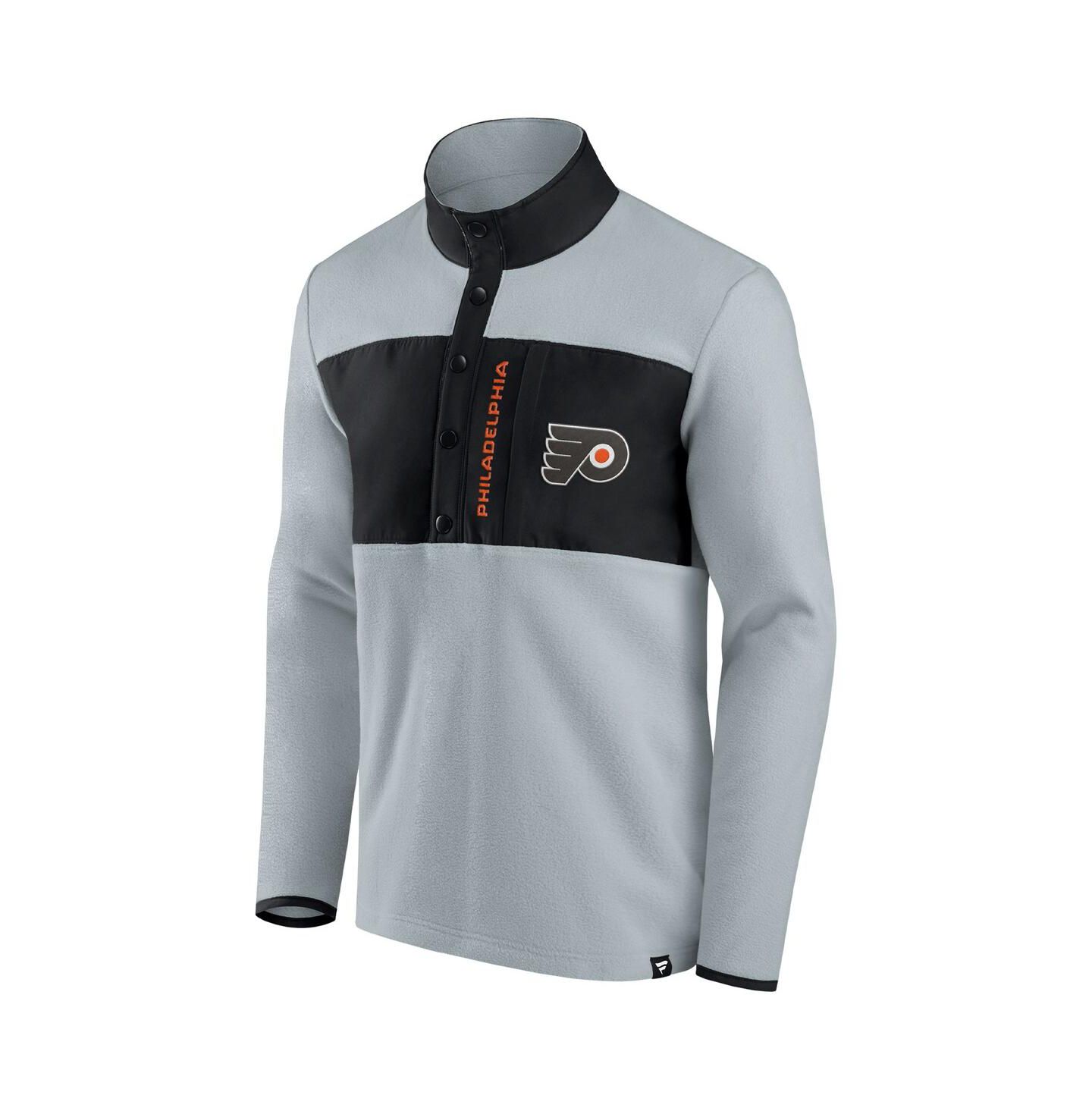 Мужская куртка Fanatics Gray, Black Philadelphia Flyers Omni Polar Fleece Quarter-Snap — фото 2