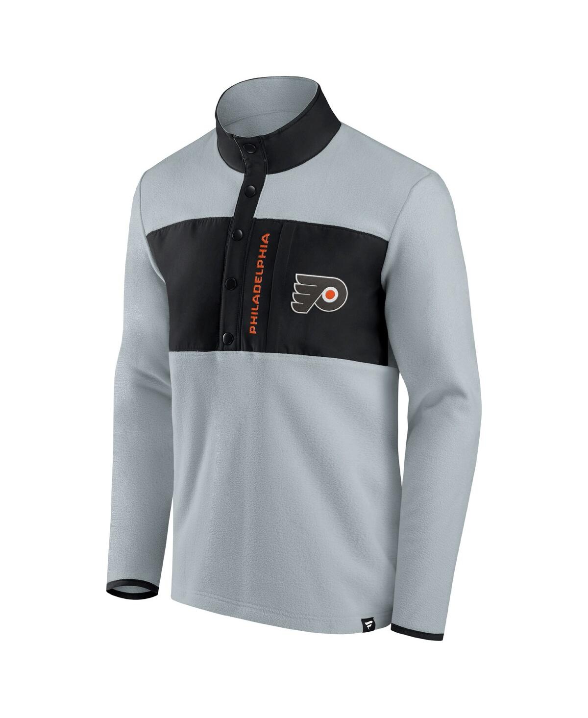 Shop Fanatics Men's  Gray, Black Philadelphia Flyers Omni Polar Fleece Quarter-snap Jacket In Gray,black