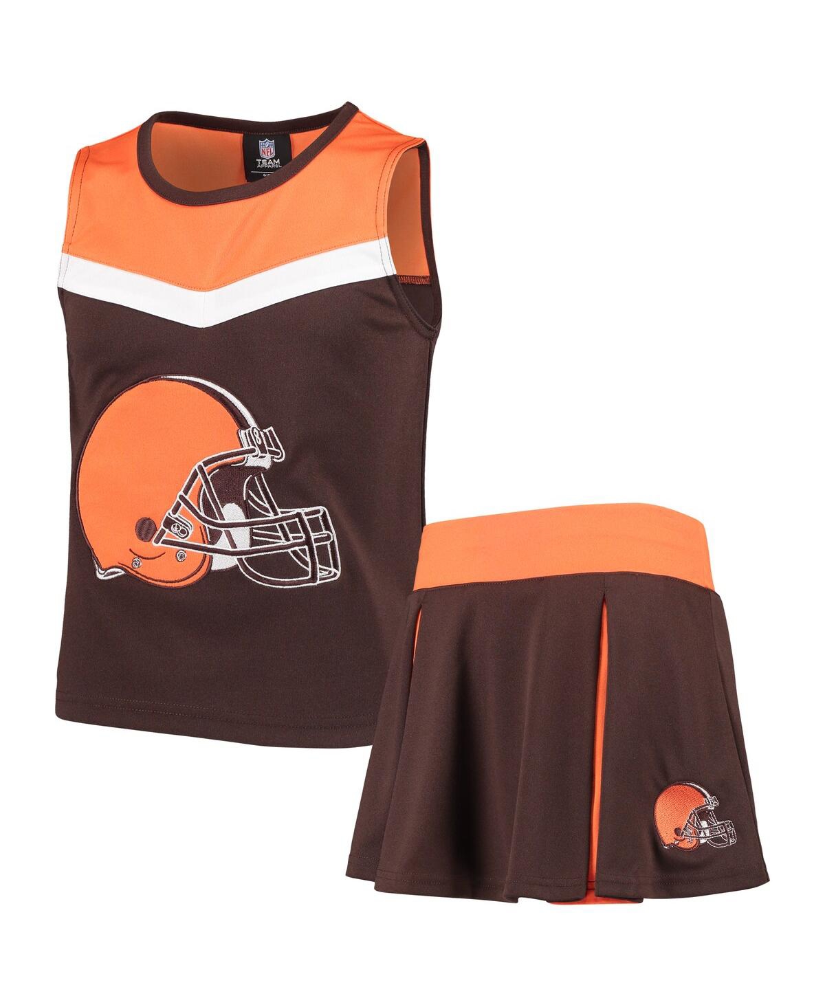 Shop Outerstuff Big Girls Brown, Orange Cleveland Browns Two-piece Spirit Cheerleader Set In Brown,orange