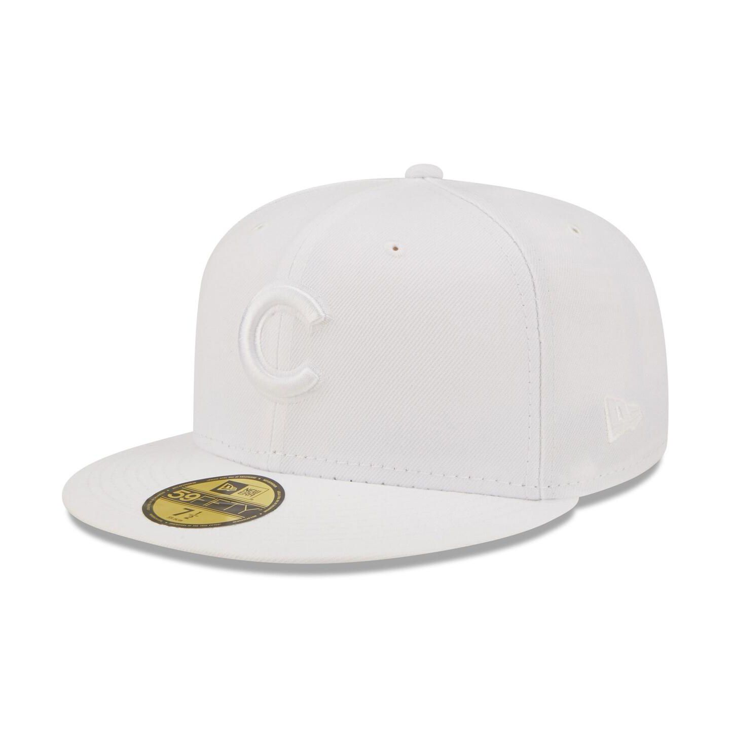 Мужская кепка New Era Chicago Cubs White on White 59FIFTY Fitted Hat — фото 3