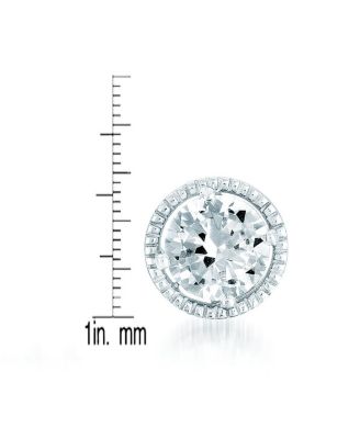 Sterling Silver Cubic Zirconia Round Earrings