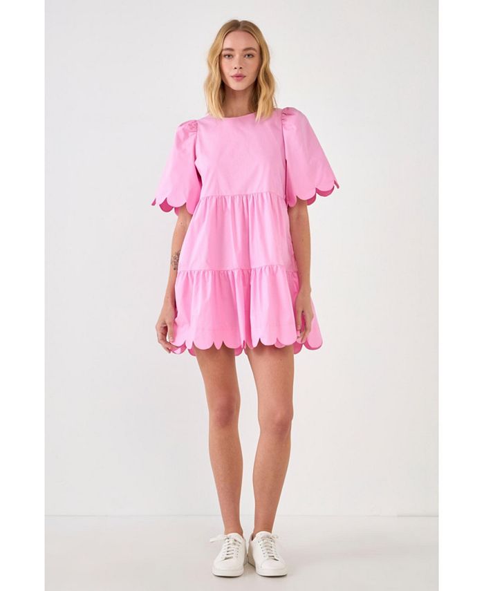 English Factory Women's Scallop Detail Mini Dress Macy's