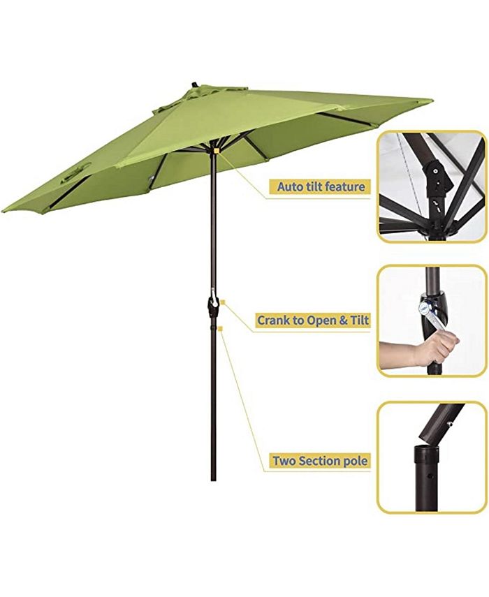 California Umbrella Aluminum Crank Open Kiwi Olefin Patio Umbrella, 9