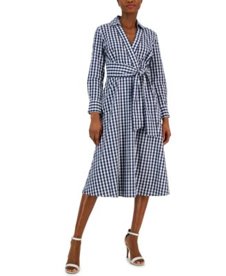 Tahari ASL - Women's Cotton Gingham Shirtdress