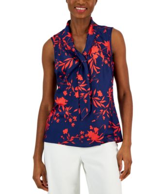 Tahari ASL - Women's Sleeveless Sailor-Neck Top