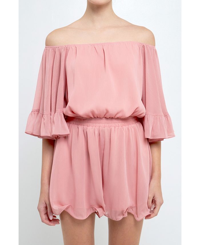 PERI WOODROSE RUFFLE SLEEVE ROMPER