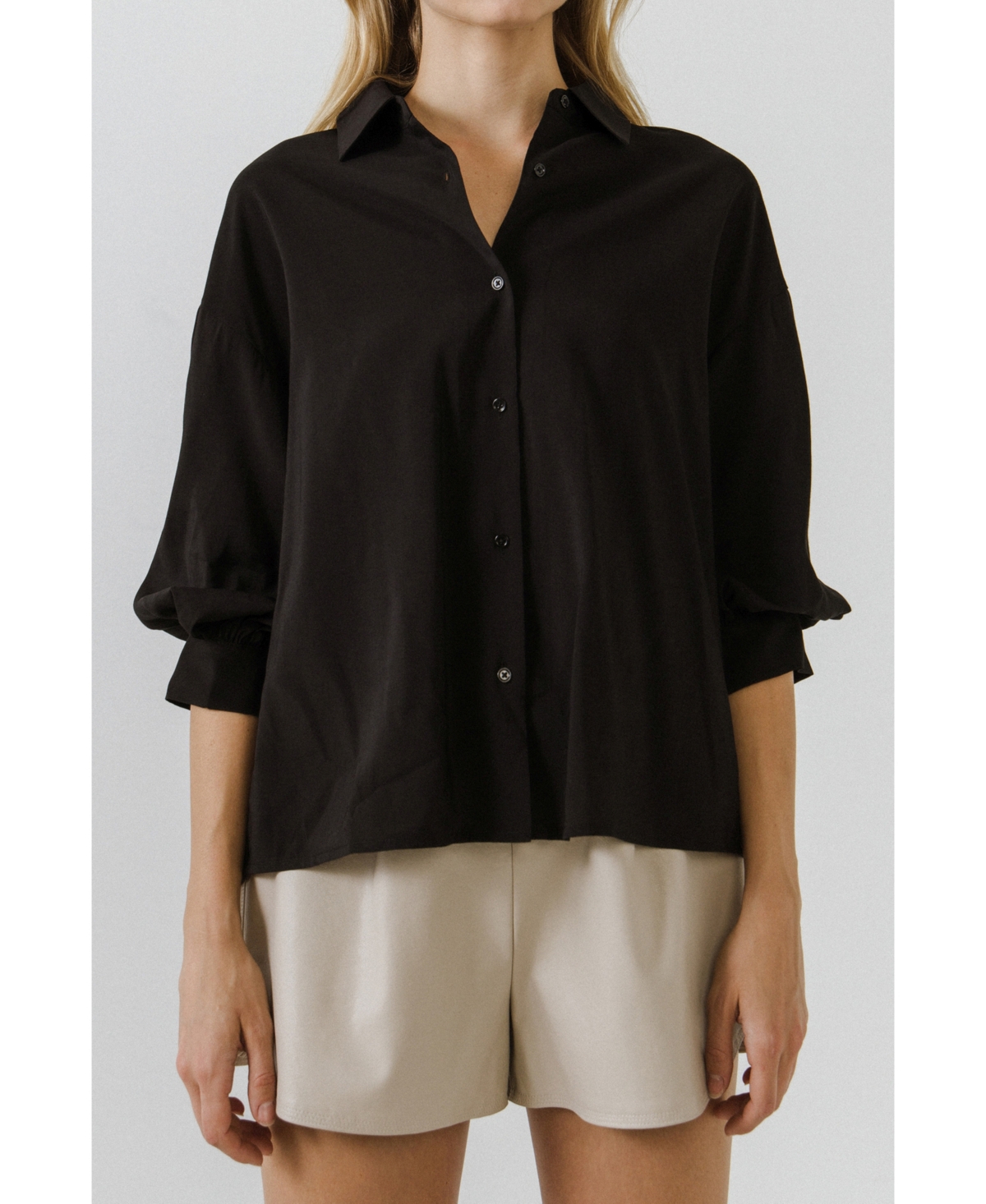 Shop English Factory Women's Balloon Sleeve Shirt In Black