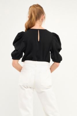 Women's Pleated Puff Sleeve Top