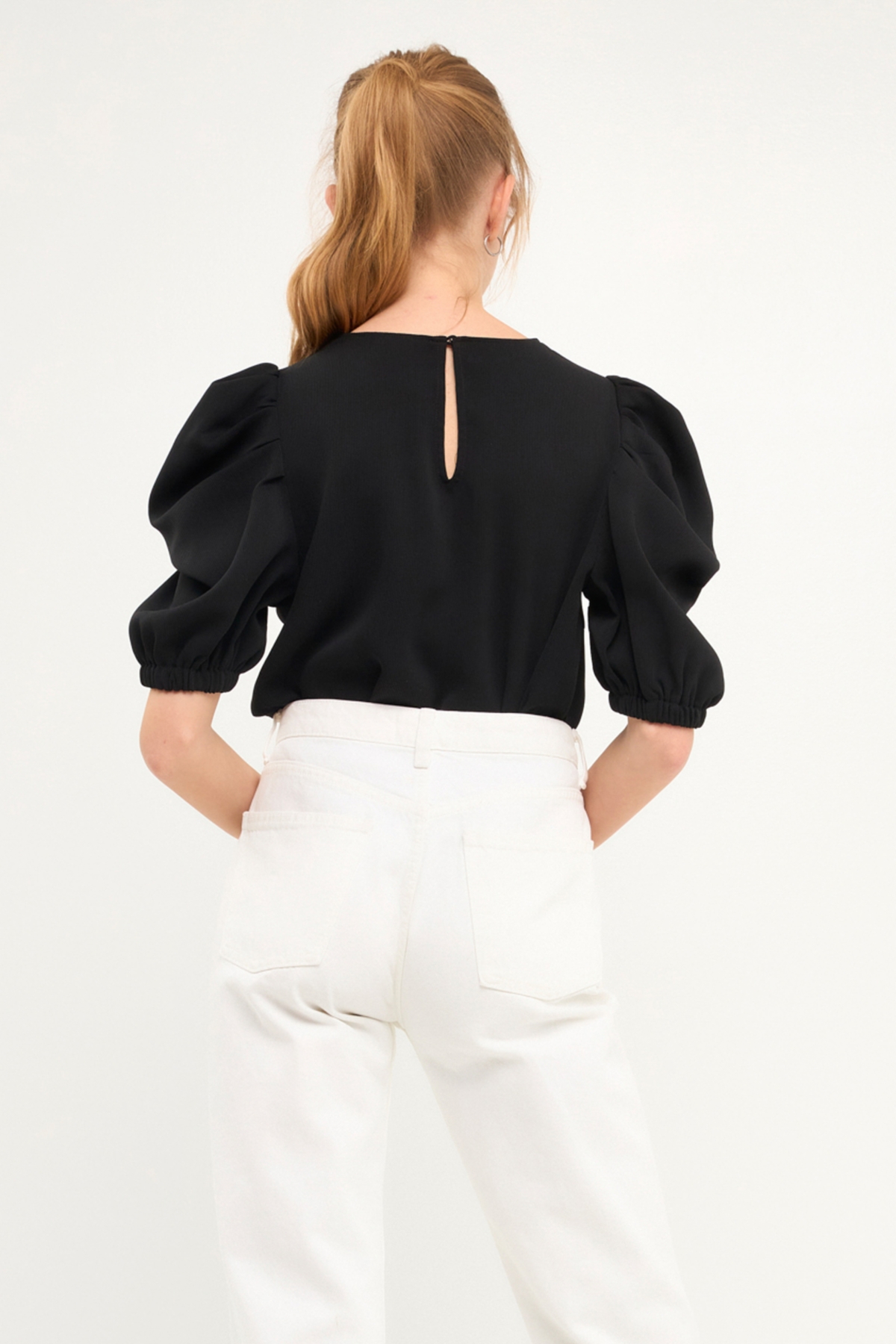 English Factory Women's Pleated Puff Sleeve Top