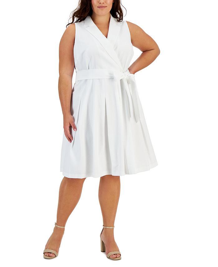 Anne Klein Plus Size Wrap Style Fit Flare Dress Macy s