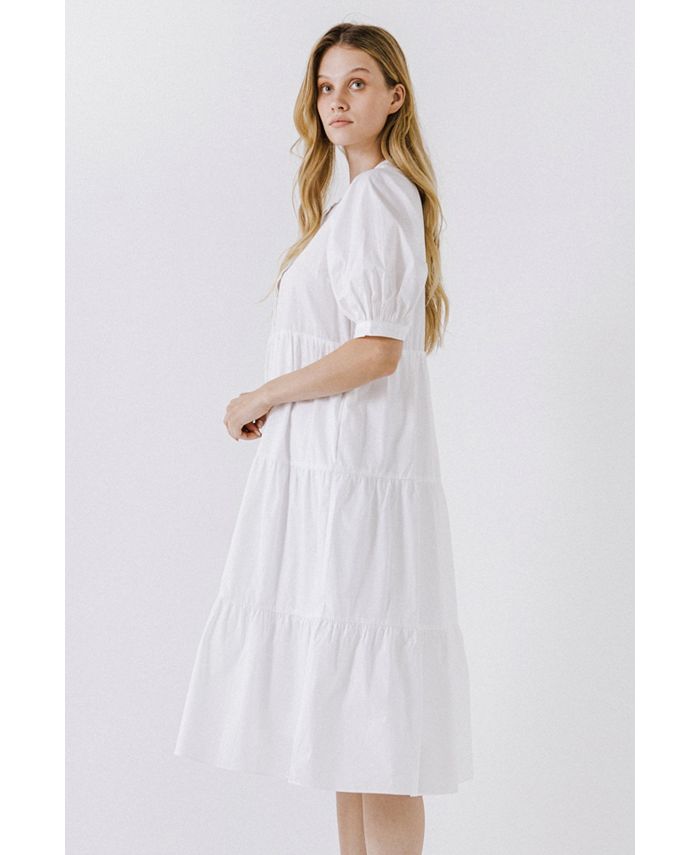 English Factory Women's Short Puff Sleeve Midi Dress - Macy's