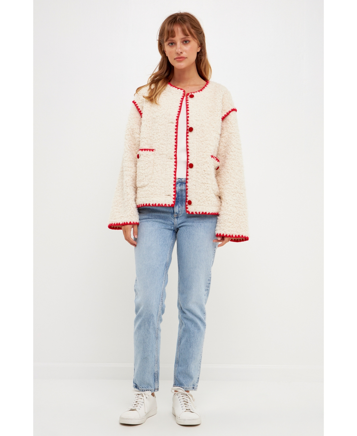 ENGLISH FACTORY WOMEN'S FAUX SHEARLING JACKET