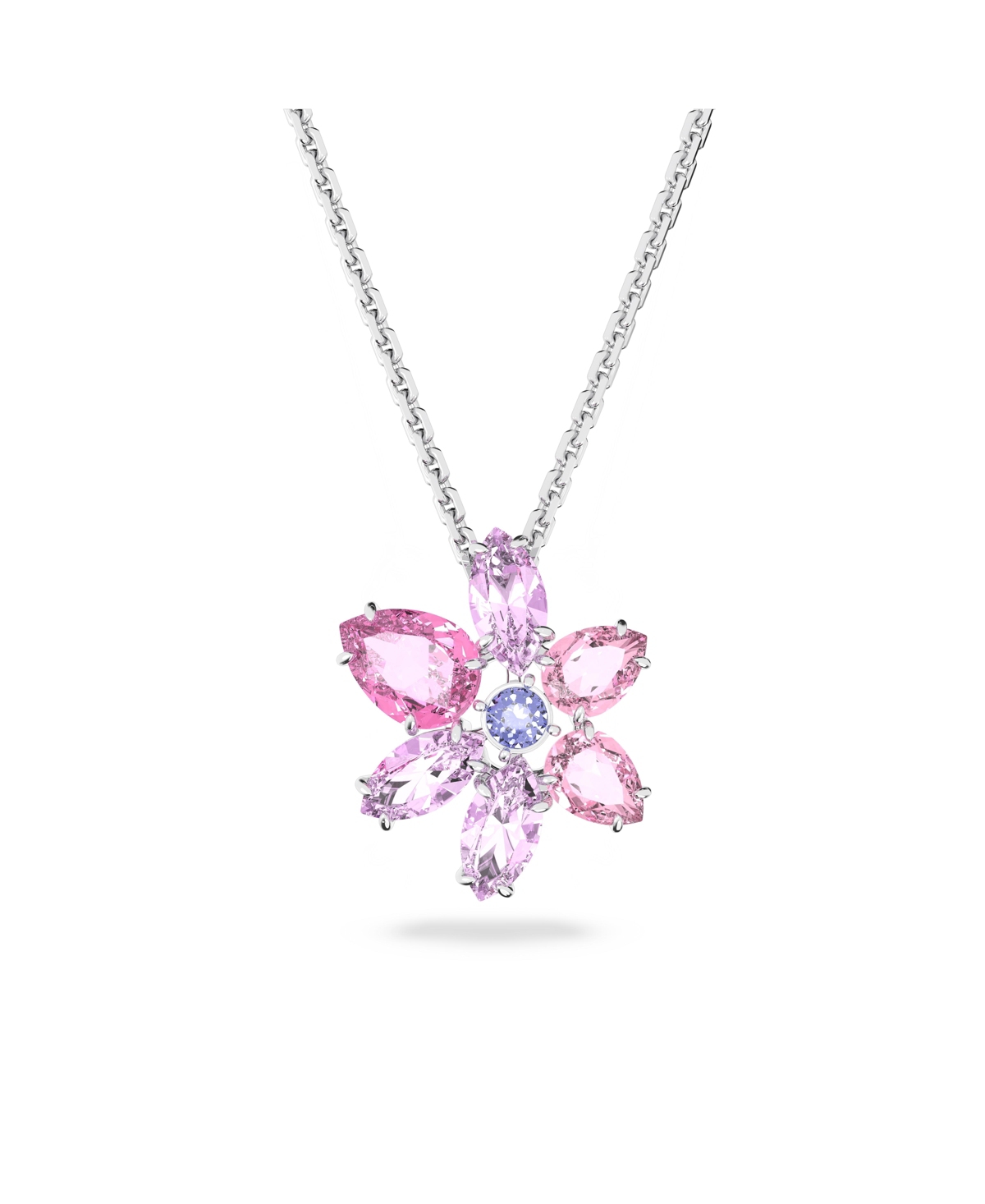 Shop Swarovski Crystal Mixed Cuts Flower Gema Pendant Necklace In Pink