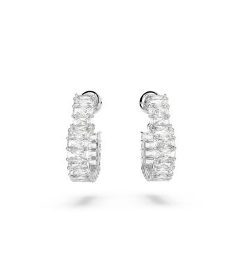 Crystal Heart Small Matrix Hoop Earrings