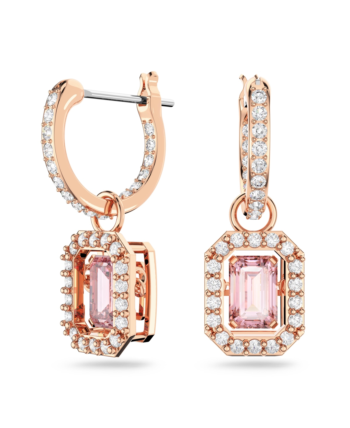 Shop Swarovski Crystal Octagon Cut Millenia Drop Earrings In Pink