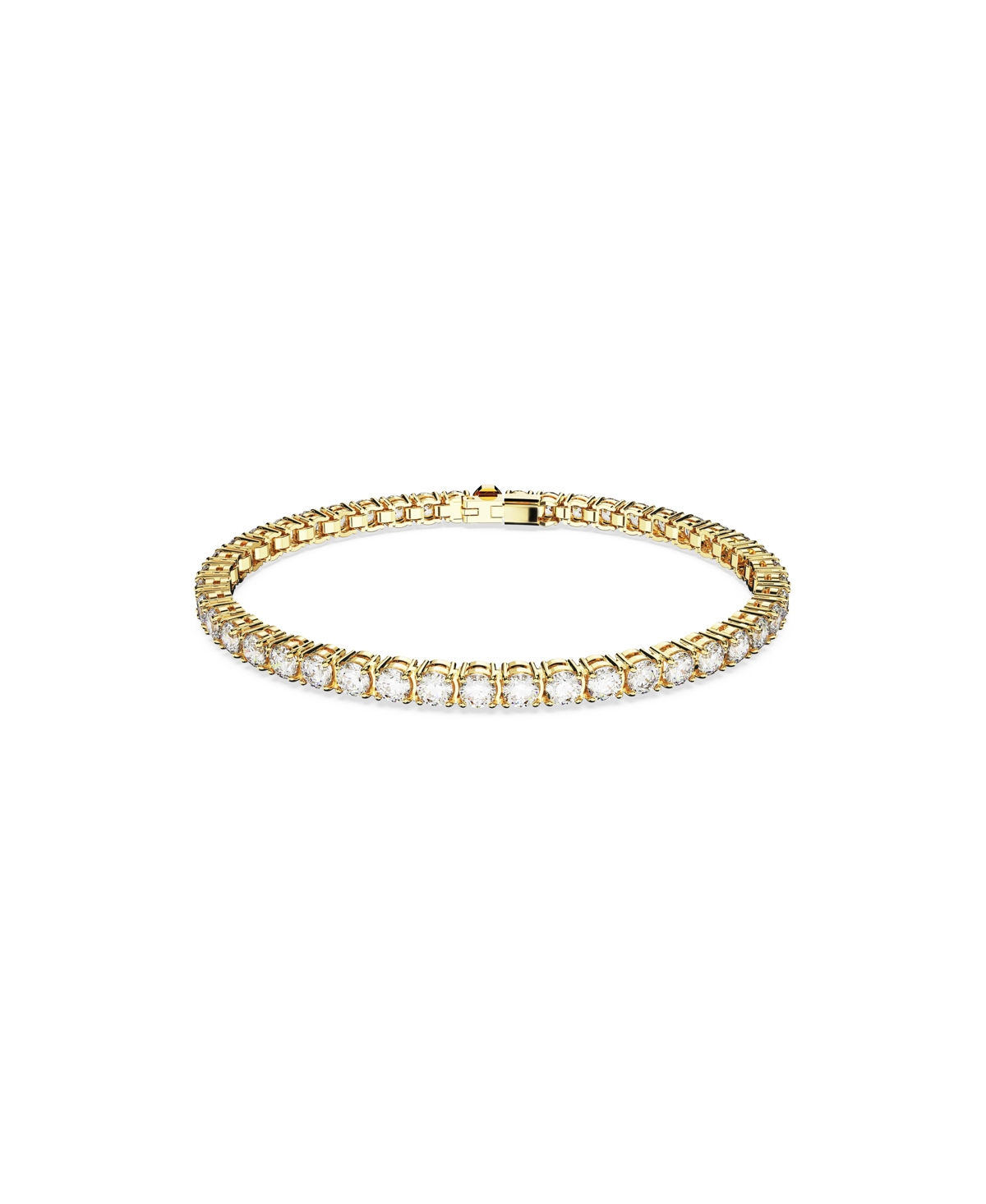 Shop Swarovski Crystal Round Cut Matrix Tennis Bracelet In Gold
