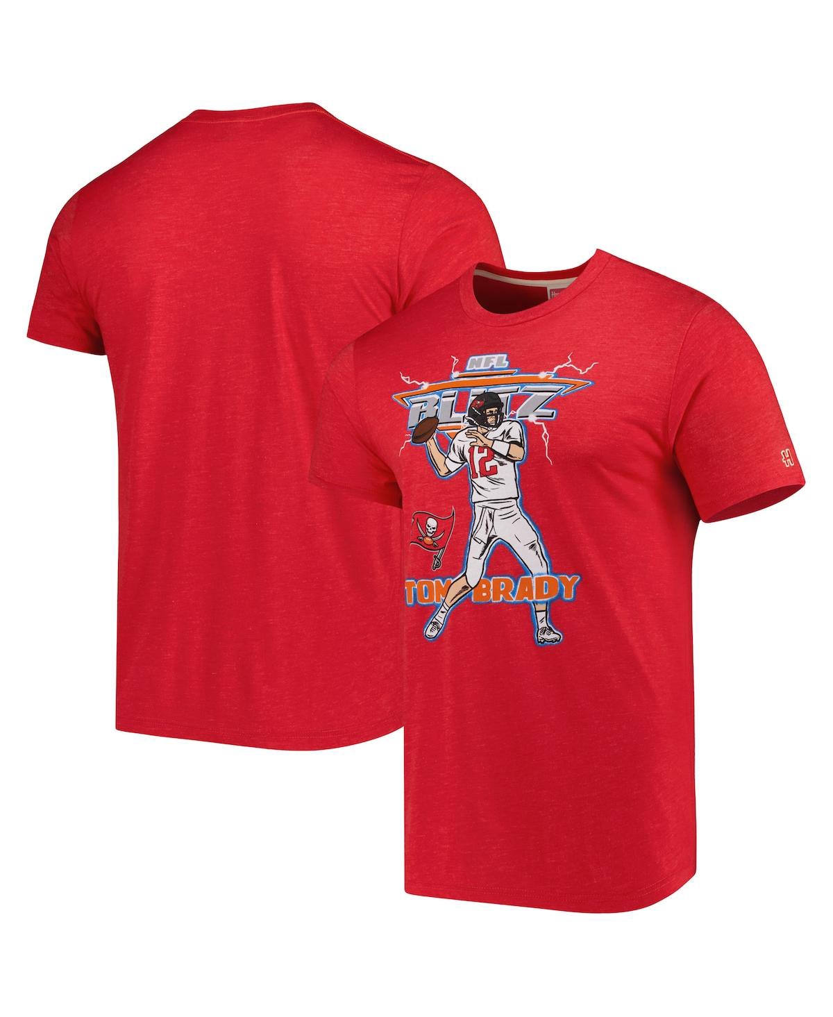 Homage Men's  Tom Brady Heathered Red Tampa Bay Buccaneers Nfl Blitz Player Tri-blend T-shirt