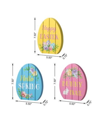 7.5" H Easter Wooden Easter Egg Table Decor, Set of 3
