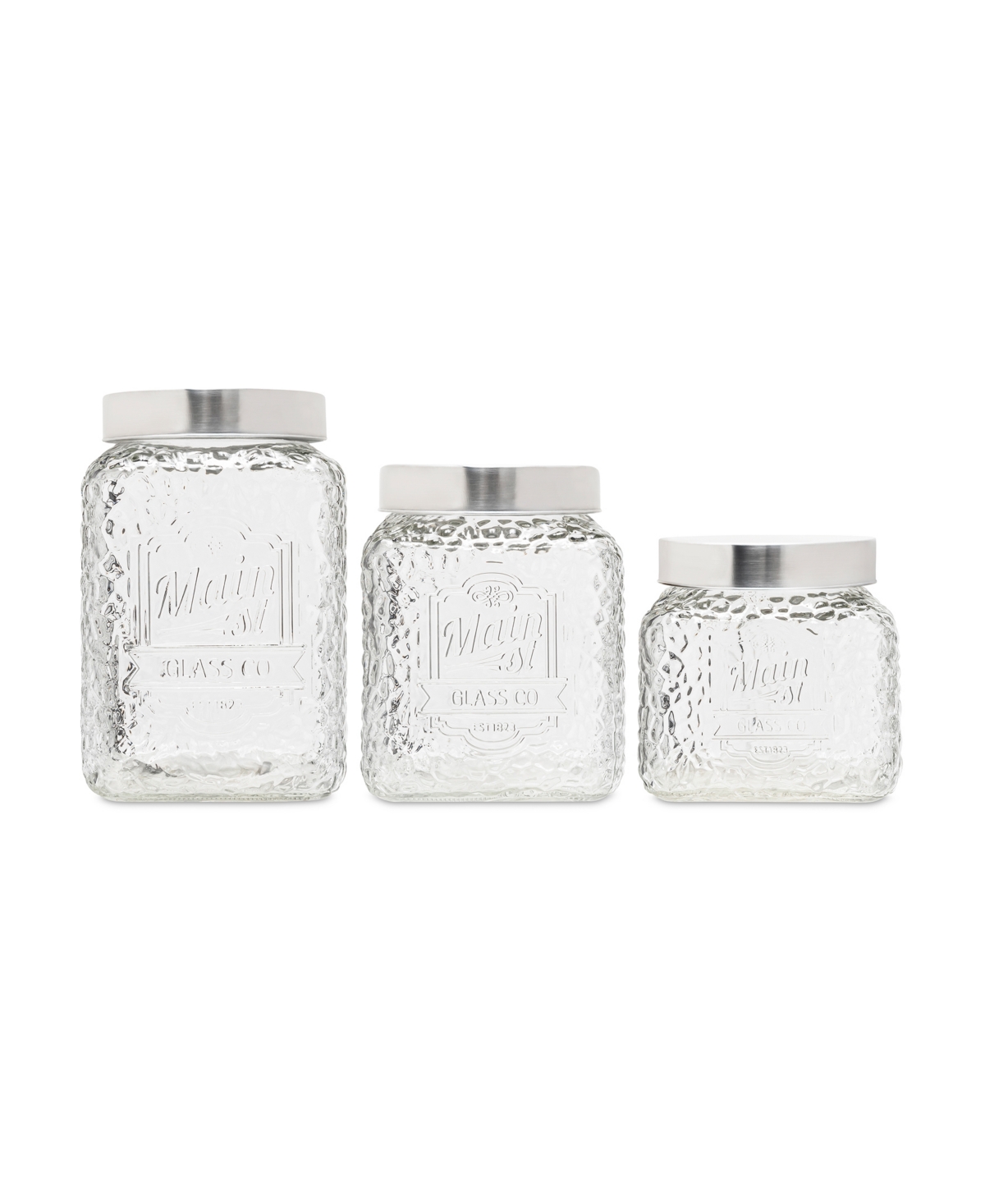 American Atelier La Maison Hammered Glass Canisters Set, 3 Piece In Clear