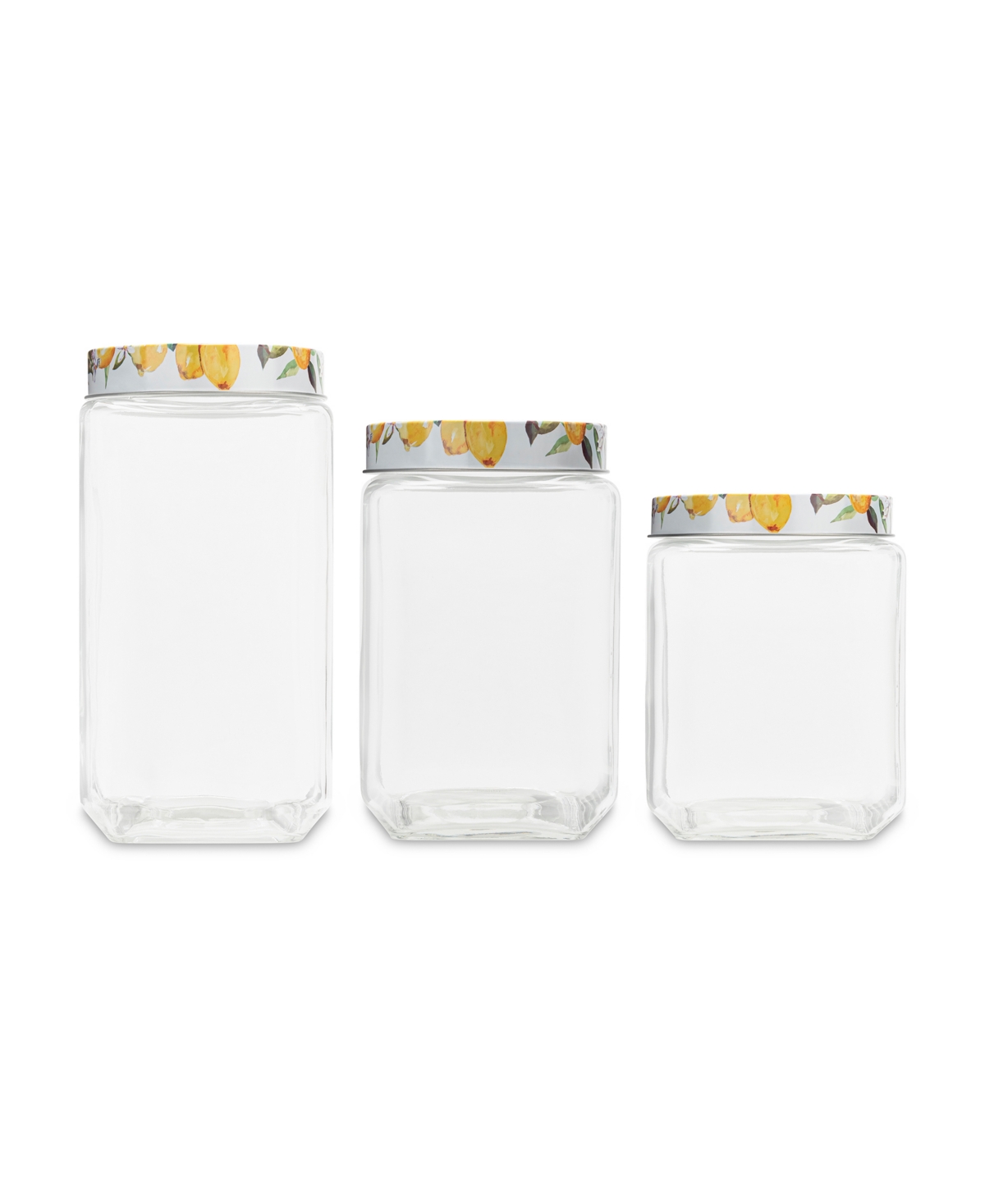 American Atelier Meyer Lemons Square Glass Jars Set, 3 Piece In Clear