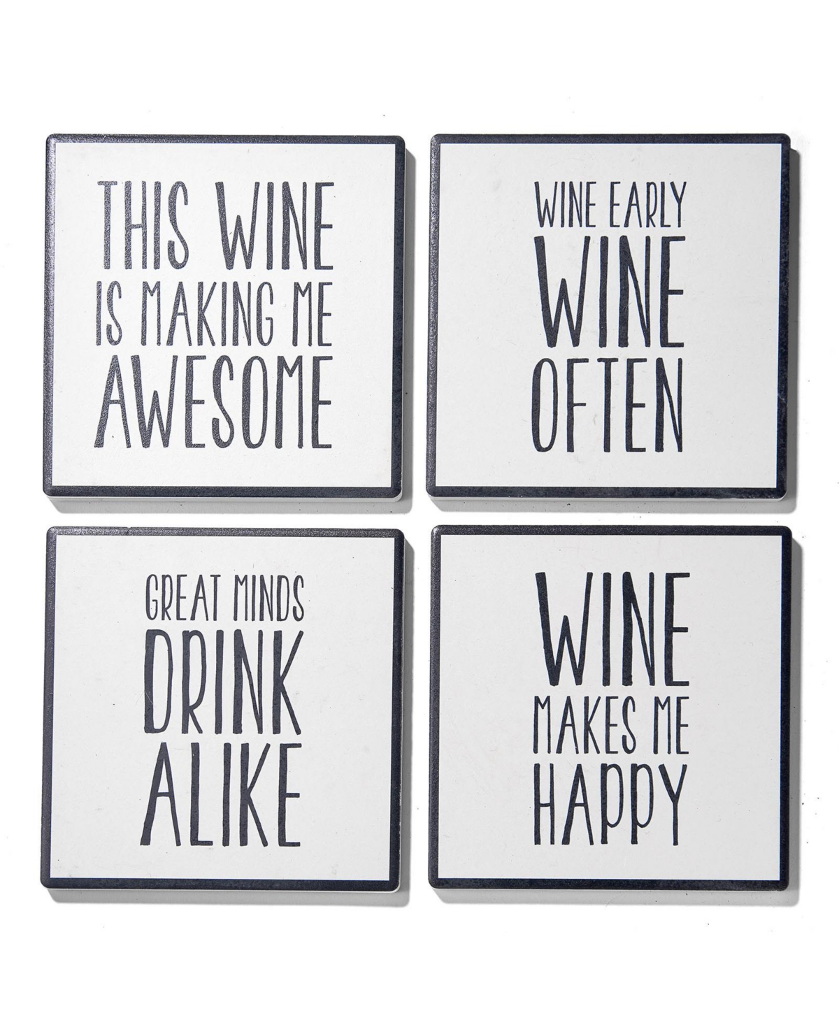American Atelier Wine Of Ten Set Of 4 Ceramic Coasters In White