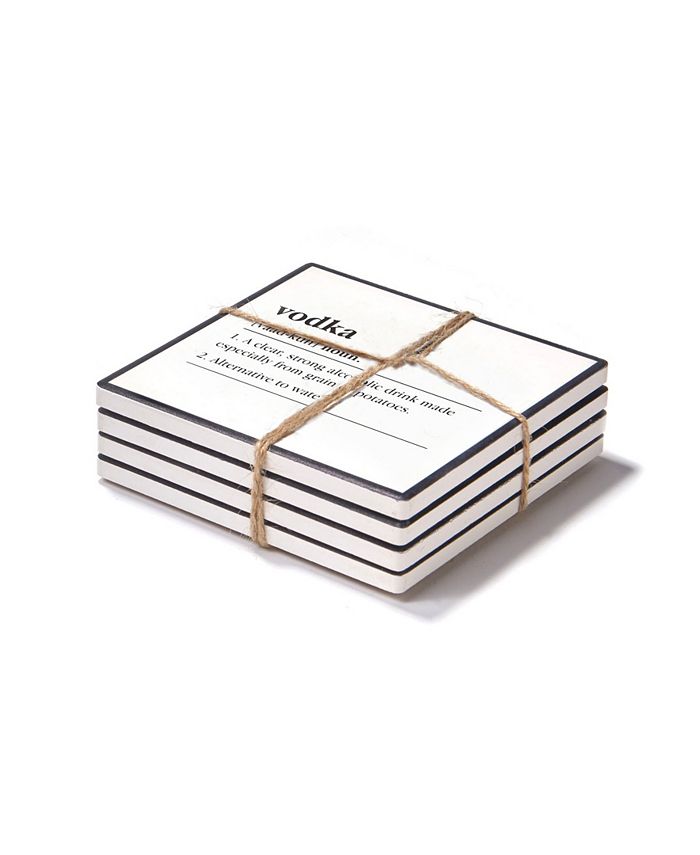 American Atelier 4.25'' D Spirits Ceramic Coasters Set, 4 Piece Macy's