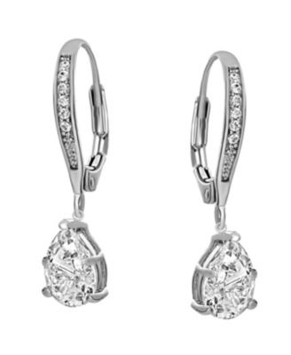 Sterling Silver Cubic Zirconia Teardrop Leaver back Earrings