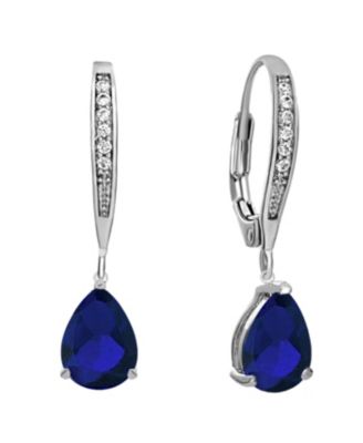 Elegant Sterling Silver Dangling Pear-Shaped Cubic Zirconia Earrings