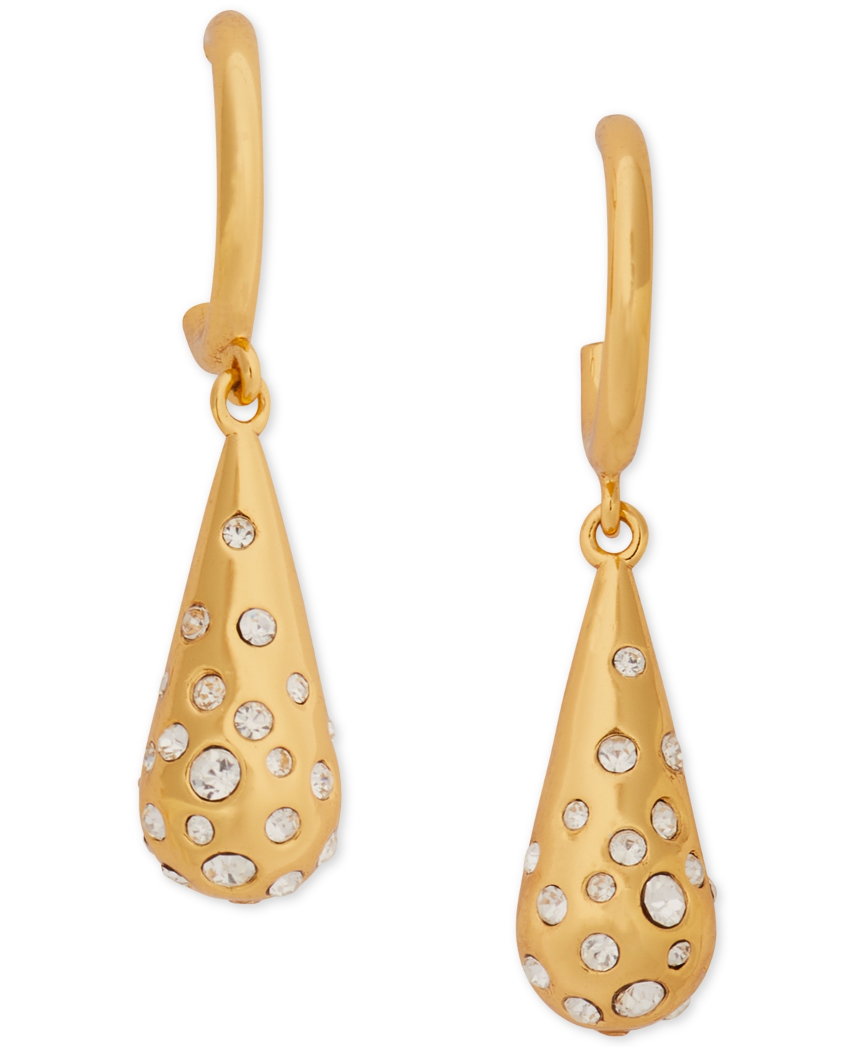 Kate Spade Goldtone Pave Tearshape Charm Huggie Hoop Earrings In