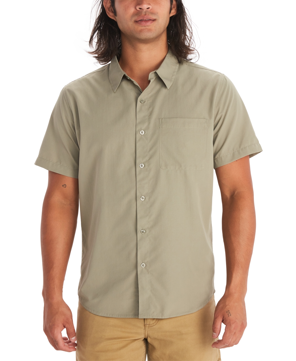 Shop Marmot Men's Aerobora Button-up Short-sleeve Shirt In Vetiver