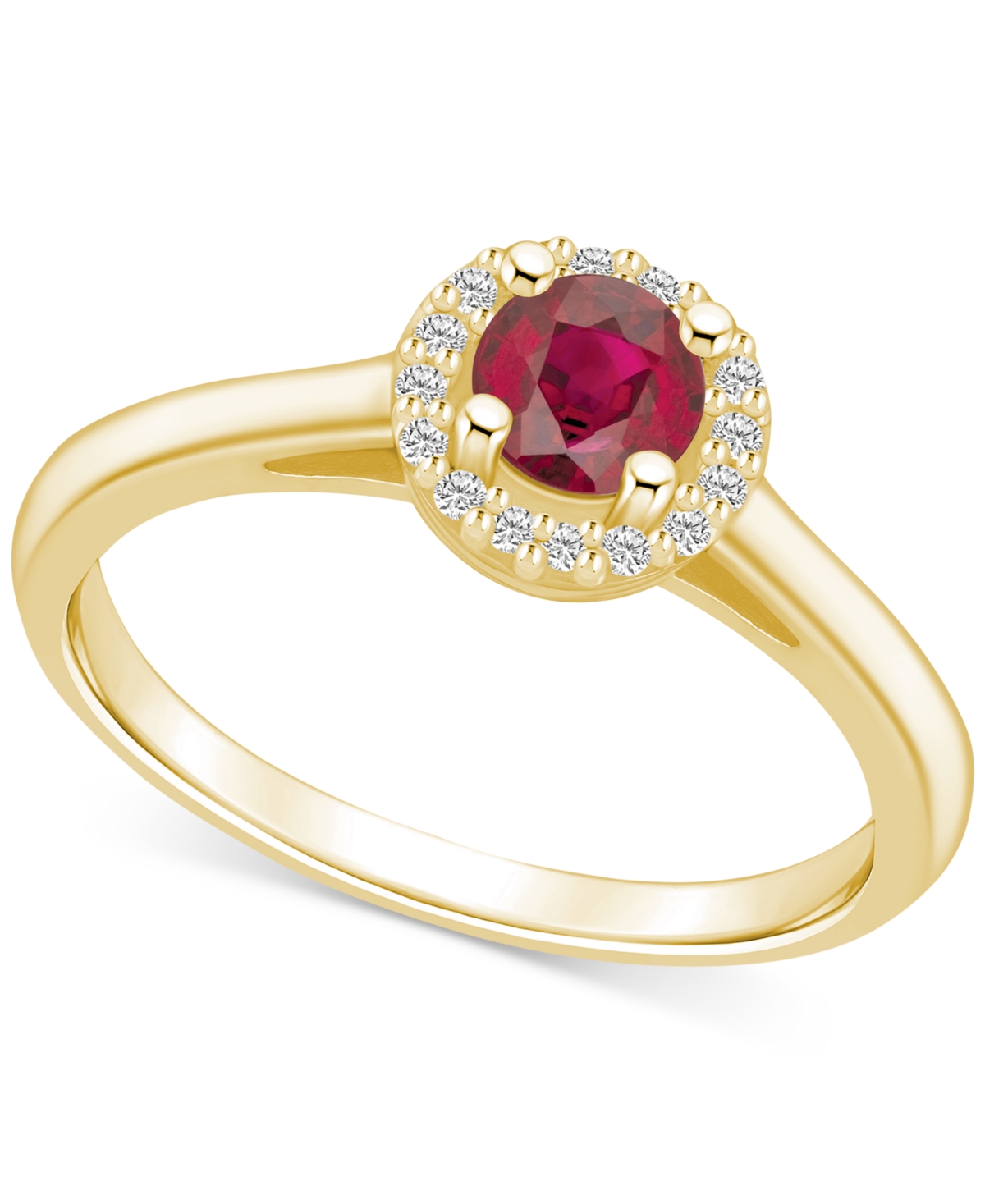 MACY'S EMERALD (1/2 CT. T.W.) & DIAMOND (1/10 CT. T.W.) HALO RING IN 14K GOLD (ALSO IN RUBY, SAPPHIRE, & PI