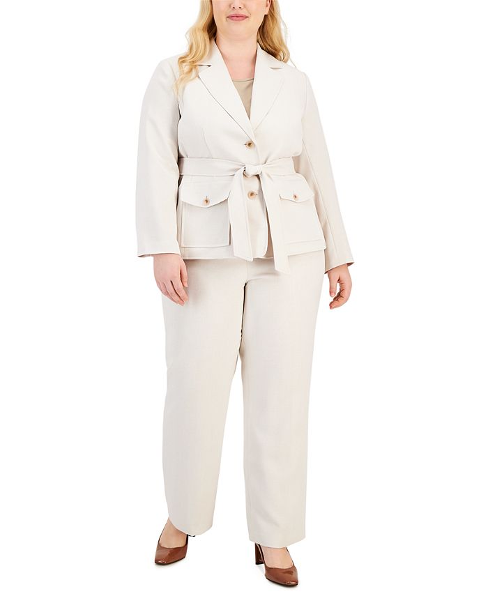  Le Suit Women's Plus Size Jacket/Pant Suit, Black, 14W :  Clothing, Shoes & Jewelry