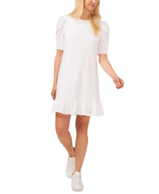 CeCe - Women's Puff-Sleeve Eyelet Ruffled-Hem Dress
