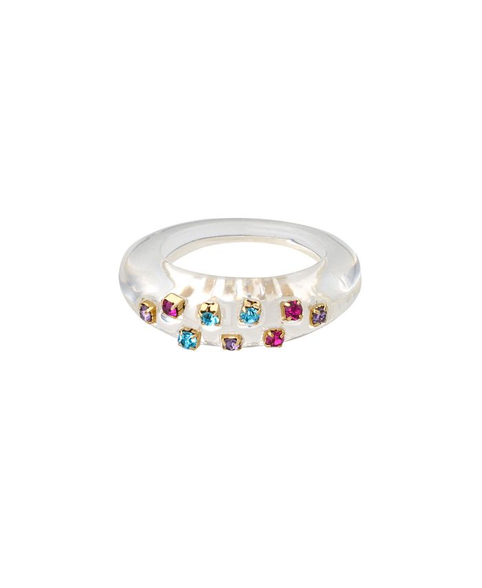 ETTIKA Crowd Pleaser 18K Gold Plated Clear Resin Ring Macy s