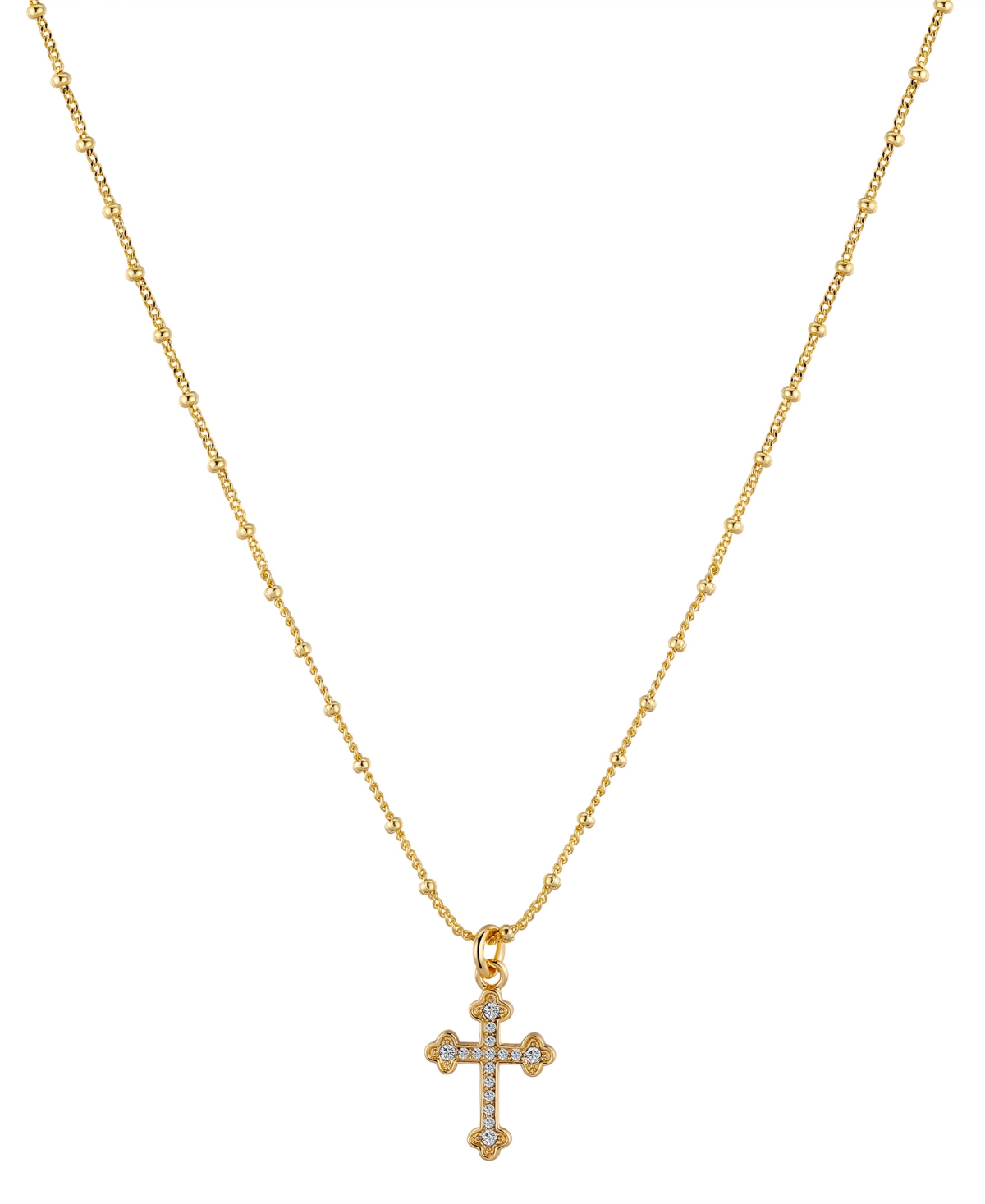 Unwritten 14k Gold Plated Crystal Cross Pendant Necklace