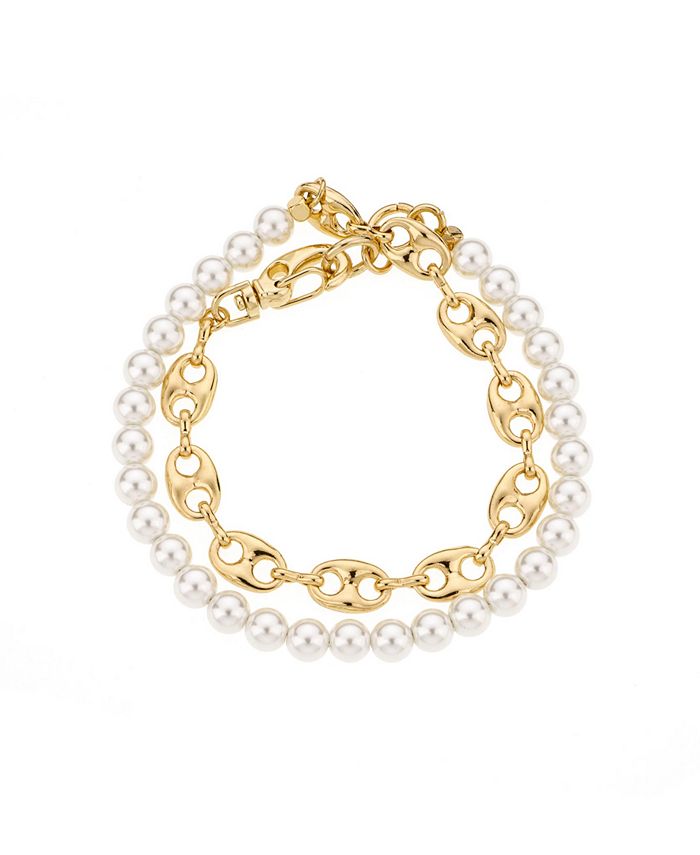ETTIKA Imitation Pearl Modern Chain Link Wrap Bracelet - Macy's