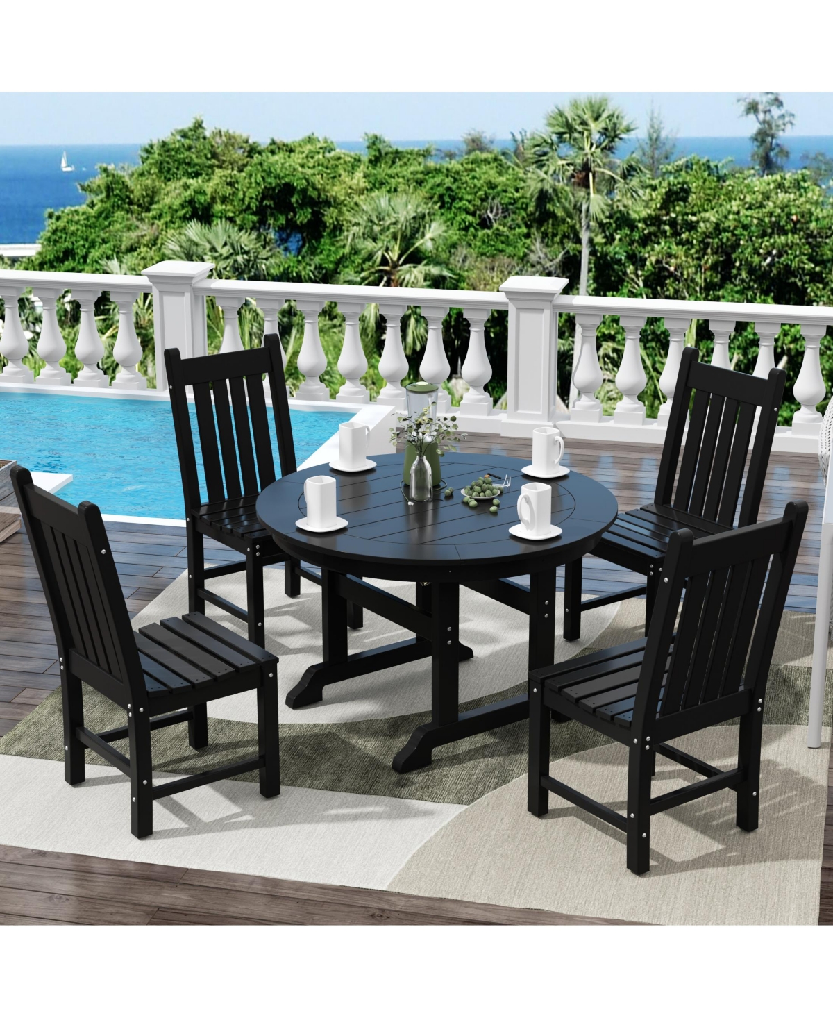 WestinTrends 5 Piece Outdoor Patio Dining Set Round Table and Chair