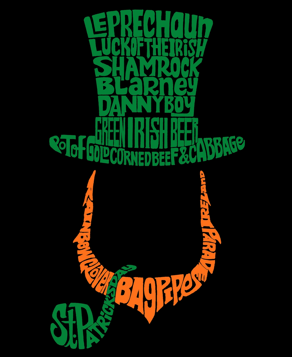 La Pop Art Men's Leprechaun Word Art Hooded Sweatshirt