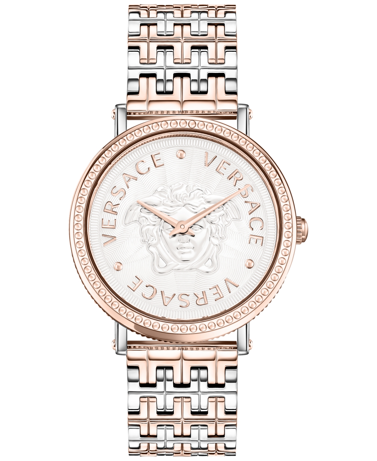 Shop Versace Women's Swiss V-dollar Two-tone Bracelet Watch 37mm In Two Tone