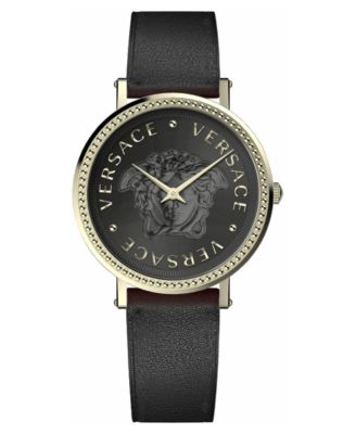 Versace - Women's Swiss V-Dollar Black Leather Strap Watch 37mm