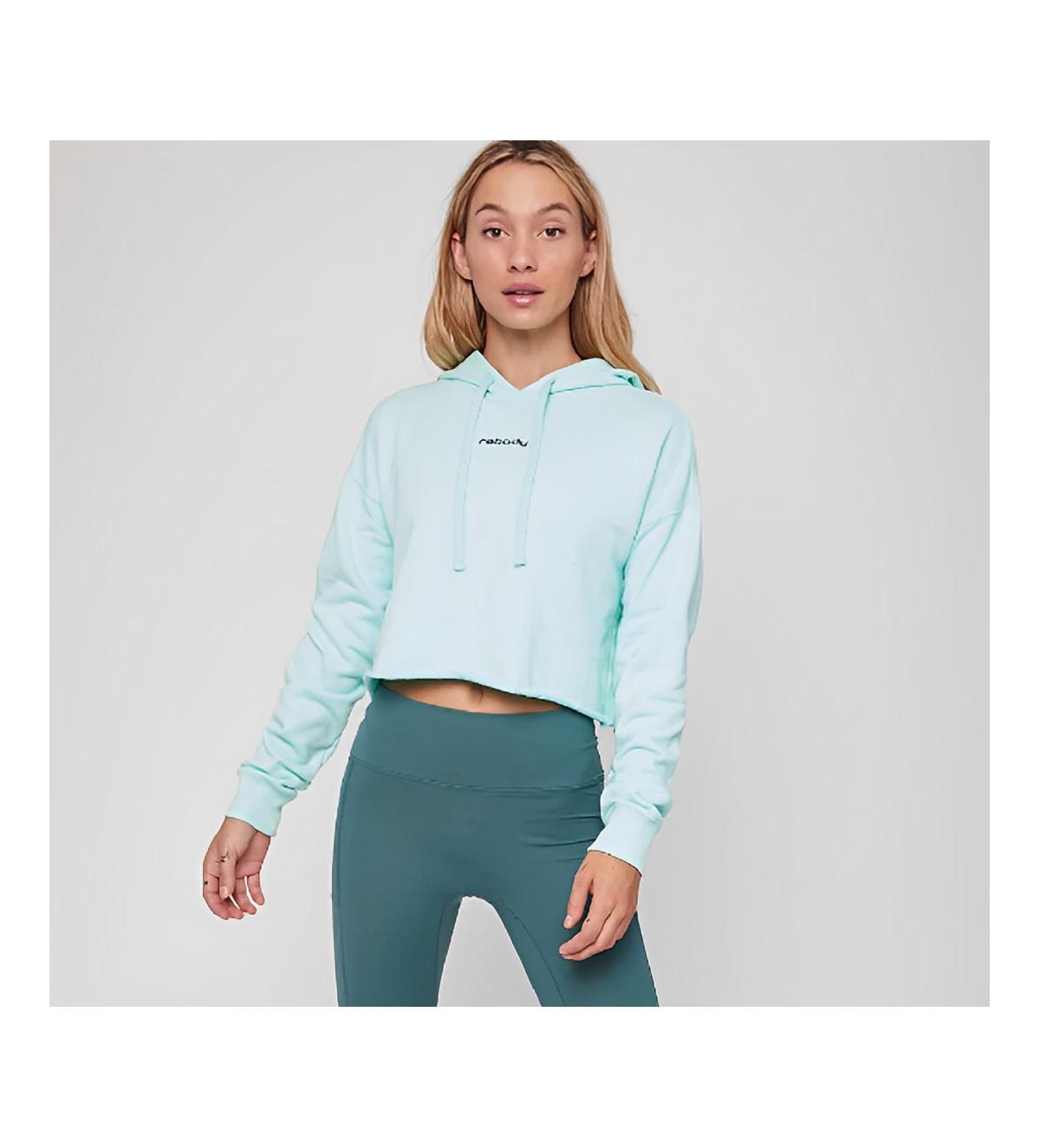 Women's Rebody French Terry Crop Hoody for Women - Smooth mint