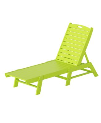Poly Reclining Outdoor Patio Chaise Lounge Chair Adjustable