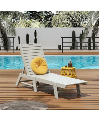 Poly Reclining Outdoor Patio Chaise Lounge Chair Adjustable